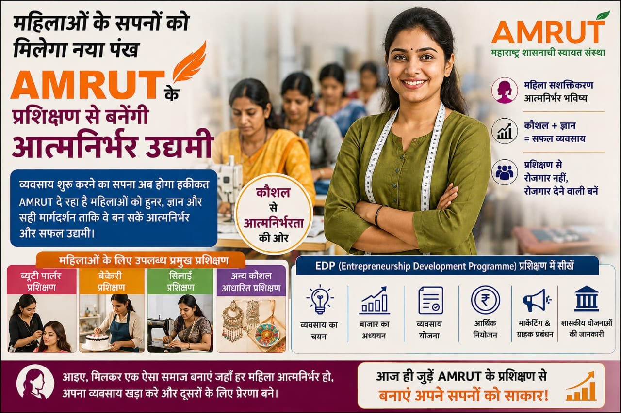 महिलाओं के सपनों को मिलेगा नया पंख, AMRUT के प्रशिक्षण से बनेंगी आत्मनिर्भर उद्यमी
