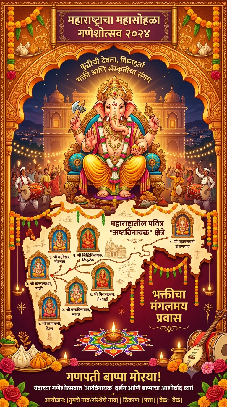 गणेशोत्सव आणि अष्टविनायक: महाराष्ट्राच्या धार्मिक अन् सांस्कृतिक वैभवाची गाथा